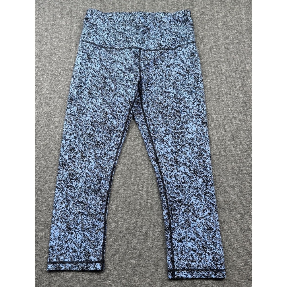 Kirkland Signature Leggings Jacquard Womens Blue Static Print Crop 7554433 Sz M